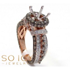 14k Rose Gold Champagne & White Diamond Semi Mount Ring 2.26ct