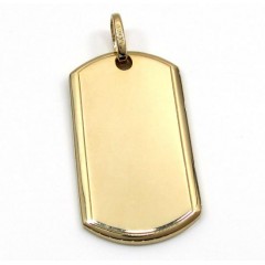 14k Yellow Gold Medium Dog Tag Pendant