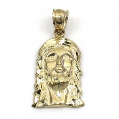 10k Yellow Gold Diamond Cut Mini Jesus Face Pendant