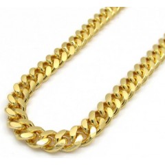925 Yellow Sterling Silver Miami Link Chain 20-30