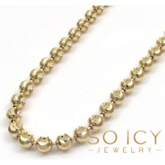 14k Solid Yellow Gold Moon Cut Bead Chain 16-30 Inch 4mm