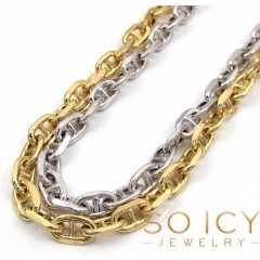 14k Gold Puffed Mariner Chain 24-36 Inch 5mm 