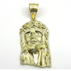 10k Yellow Gold Medium Classic Jesus Face Pendant 