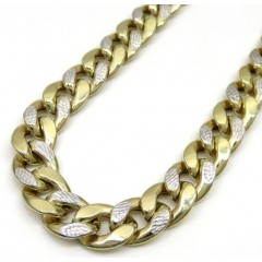 10k Yellow Gold Thick Reversible Two Tone Miami Chain 26 Inch 12.50mm