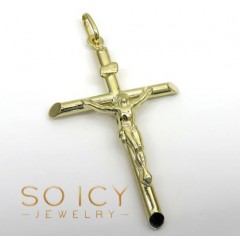14k Yellow Gold Medium Jesus Tube Cross Pendant