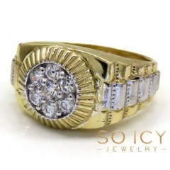 14k Two Tone Cz Large  Presidential Ring 0.55ct