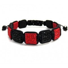 Red And Black Rhinestone MacramÃ© Square Bead Rope Bracelet 11.00ct