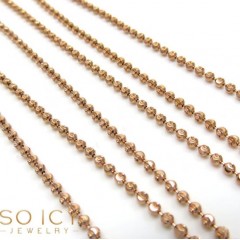 14k Rose Gold Diamond Cut Skinny Bead Chain 1.8mm 26-32