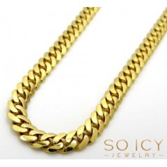 10k Yellow Gold Solid Tight Link Miami Chain 32 Inch 4.50mm