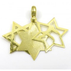 14k Yellow Gold Three In One Jewish Star Of David Pendant 