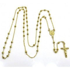 14k Yellow Gold Disco Bead Super Skinny Rosary Chain 26 Inch 2.8mm