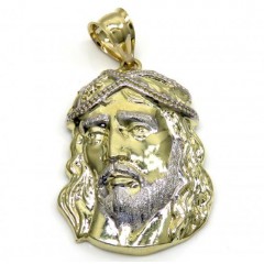 10k Yellow Gold Side Face Large Jesus Pendant