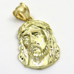 10k Yellow Gold Side Face Medium Jesus Pendant