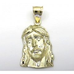 10k Yellow Gold Small Long Face Jesus Pendant