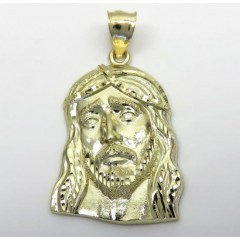 10k Yellow Gold Medium Long Face Jesus Pendant