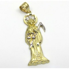 10k Two Tone Gold Small Grim Reaper Pendant 