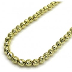 14k Yellow Gold Diamond Cut Bead Chain 16-24 Inch 2.3mm