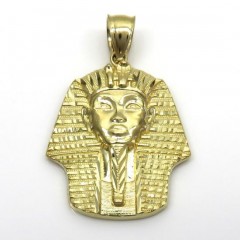 10k Yellow Gold Diamond Cut Small King Tut Egyptian Pendant 
