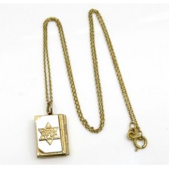 14k Yellow Gold Star Of David Torah Book Pendant 