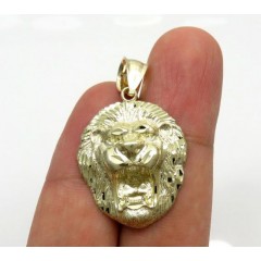 10k Yellow Gold Medium 3d Lion Head Pendant