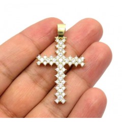 10k Yellow Gold Medium Round Prong Cz Cross 4.30ct