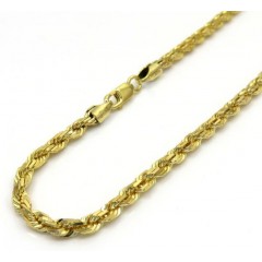 14k Yellow Gold Solid Diamond Cut Rope Bracelet 8.50 Inch 3mm