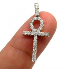 10k Yellow Gold Twenty Eight Diamond Small Fancy Ankh Cross 0.80ct