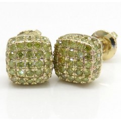 10k Yellow Gold Canary 7 Row Cube Diamond Earrings 0.55ct