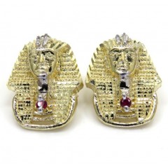 10k Yellow Gold Two Tone Ruby Red Pharaoh Earrings 0.10ct