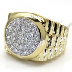14k Yellow Gold Diamond Double Arch Presidential Ring 1.05ct