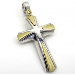 14k Yellow And White Gold Two Tone Italian Cross 