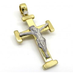 14k Yellow And White Gold Two Tone Jesus Cross 