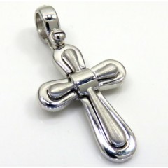 14k White Gold Italian Bubble Cross 