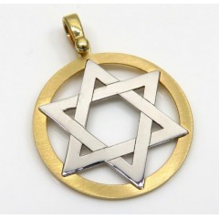 14k Yellow And White Gold Two Tone Medium Star Of David Pendant