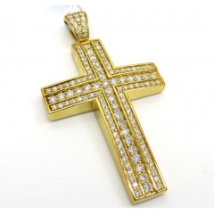 14k Yellow Or White Gold Three Row Cross 2.15ct