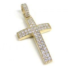 14k Yellow Gold Two Row Cross 3.29ct