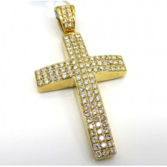 14k Yellow Or White Gold 3x3 Row Vs Diamond Cross 1.02ct