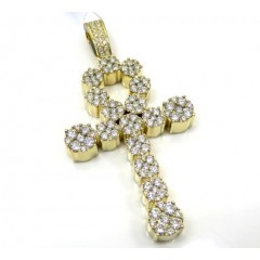 14k Yellow Or Rose Gold Fancy Diamond Ankh Cross 2.67ct