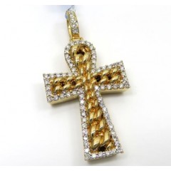 14k Yellow Or White Gold Diamond Cuban Cross 1.48ct