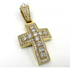 14k Yellow Or White Gold Diamond Boxed Arch Cross 2.40ct