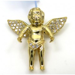 14k Yellow White Or Rose Gold Mini Diamond Baby Cherub Pendant 0.11ct