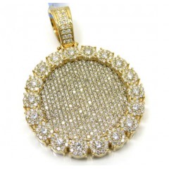 14k Yellow Gold Fully Iced Large Medallion Pendant 7.39ct