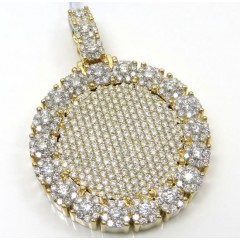 14k Yellow Gold Fully Iced Medium Medallion Pendant 4.48ct