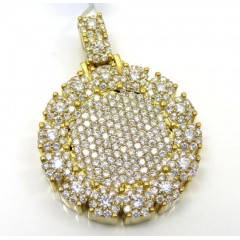 14k Yellow Gold Fully Iced Small Medallion Pendant 3.05ct