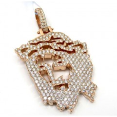 14k Rose Gold Diamond Stencil Large Jesus Piece 3.41ct