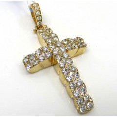 14k Yellow Or White Gold Diamond Arched Cluster Cross 2.40ct