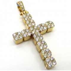 14k Yellow Or White Gold 9 Diamond Cluster Cross 2.90ct