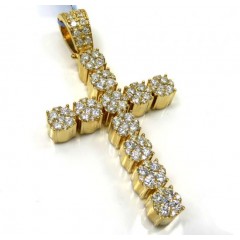14k Yellow Or White Gold Nine Diamond Cluster Cross 3.66ct