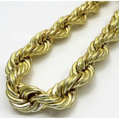 10k Yellow Gold Xl Smooth Semi Hollow Rope Chain 14mm 24-26 Inch