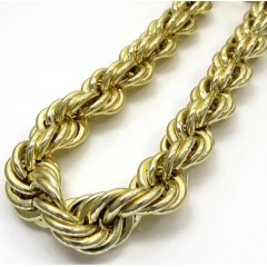 10k Yellow Gold Xxl Smooth Semi Hollow Rope Chain 16mm 24-30 Inch